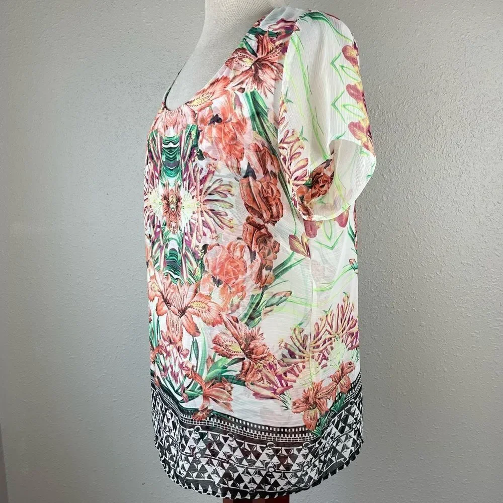 Style & Co. Floral Tunic Top Size M EUC
